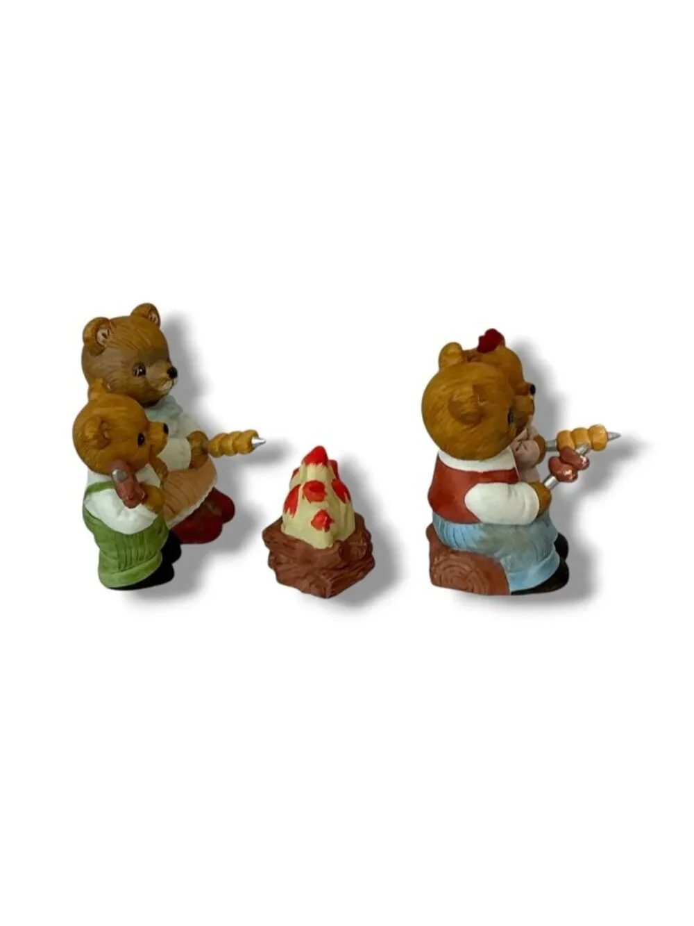Vintage Campfire Bear Family #1446 Porcelain Hand Painted Figures 3 Piece Set